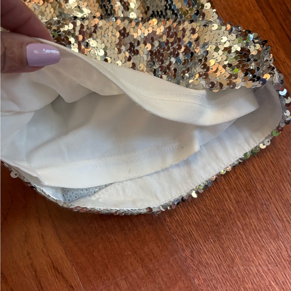 Endless Rose Silver Sequin high waisted flare pants. Size small - Picture 6 of 7